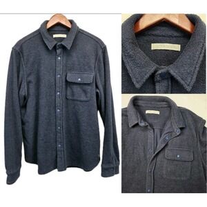 Outerknown Shirt Mens L Blue Hightide Plush Terry Towel Snap Loungewear 3105